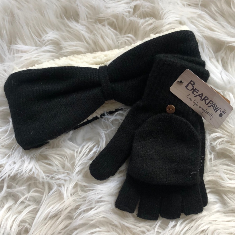 Sherpa Headband and matching glove set